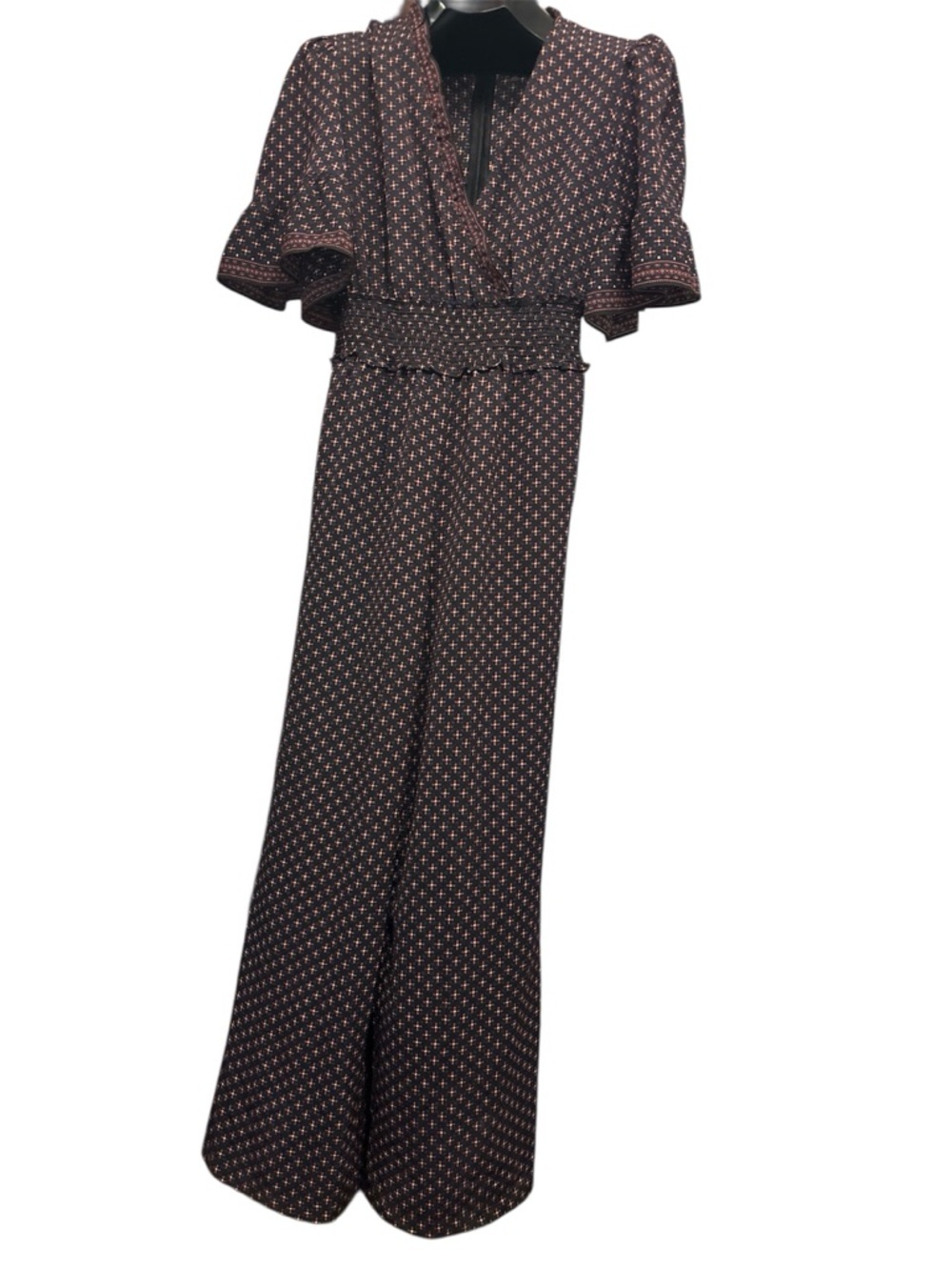 Max Studio Black Jumpsuit with Pink Dot Print